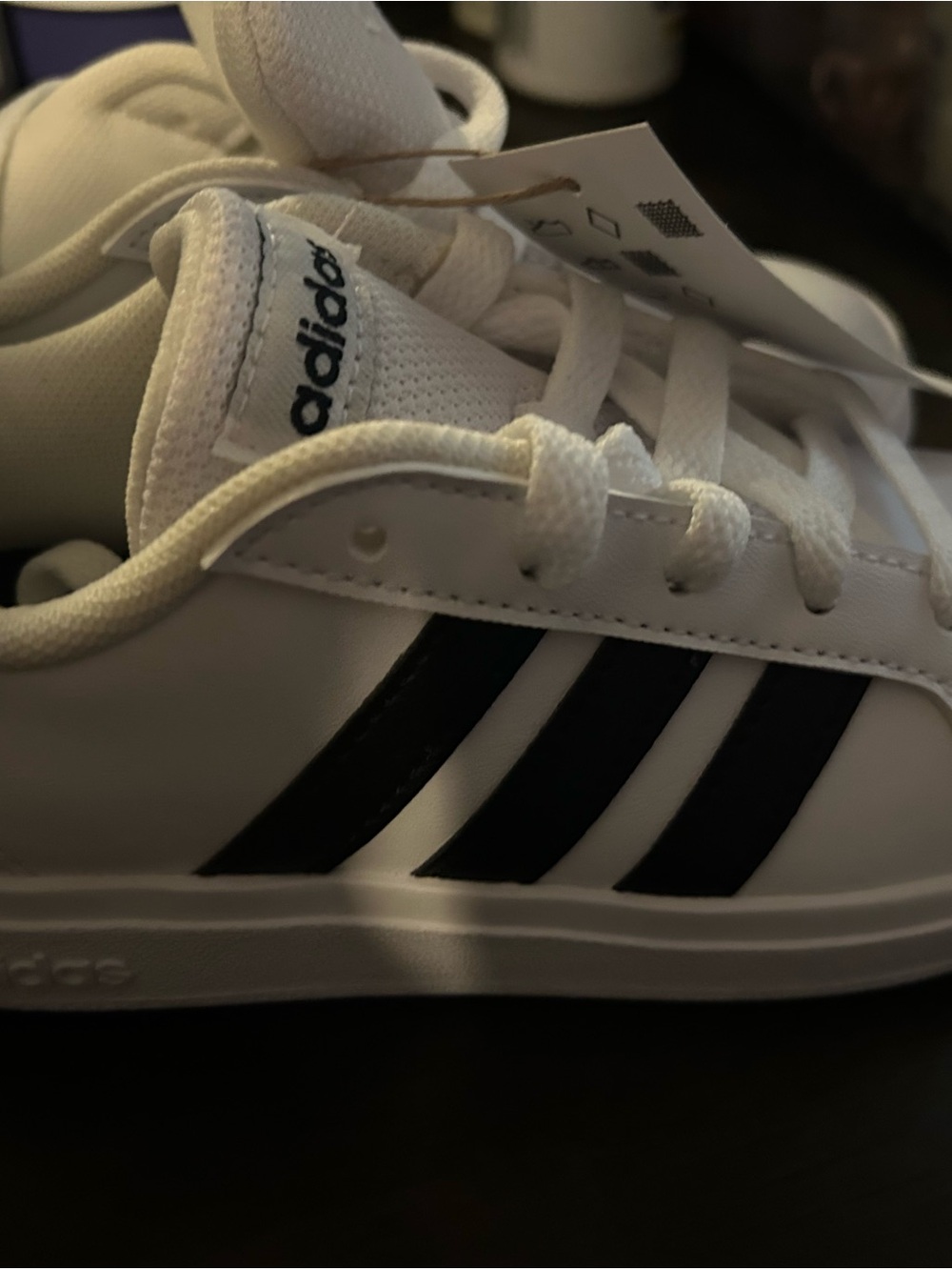 adidas Kids Grand Court 2.0 Black Stripes